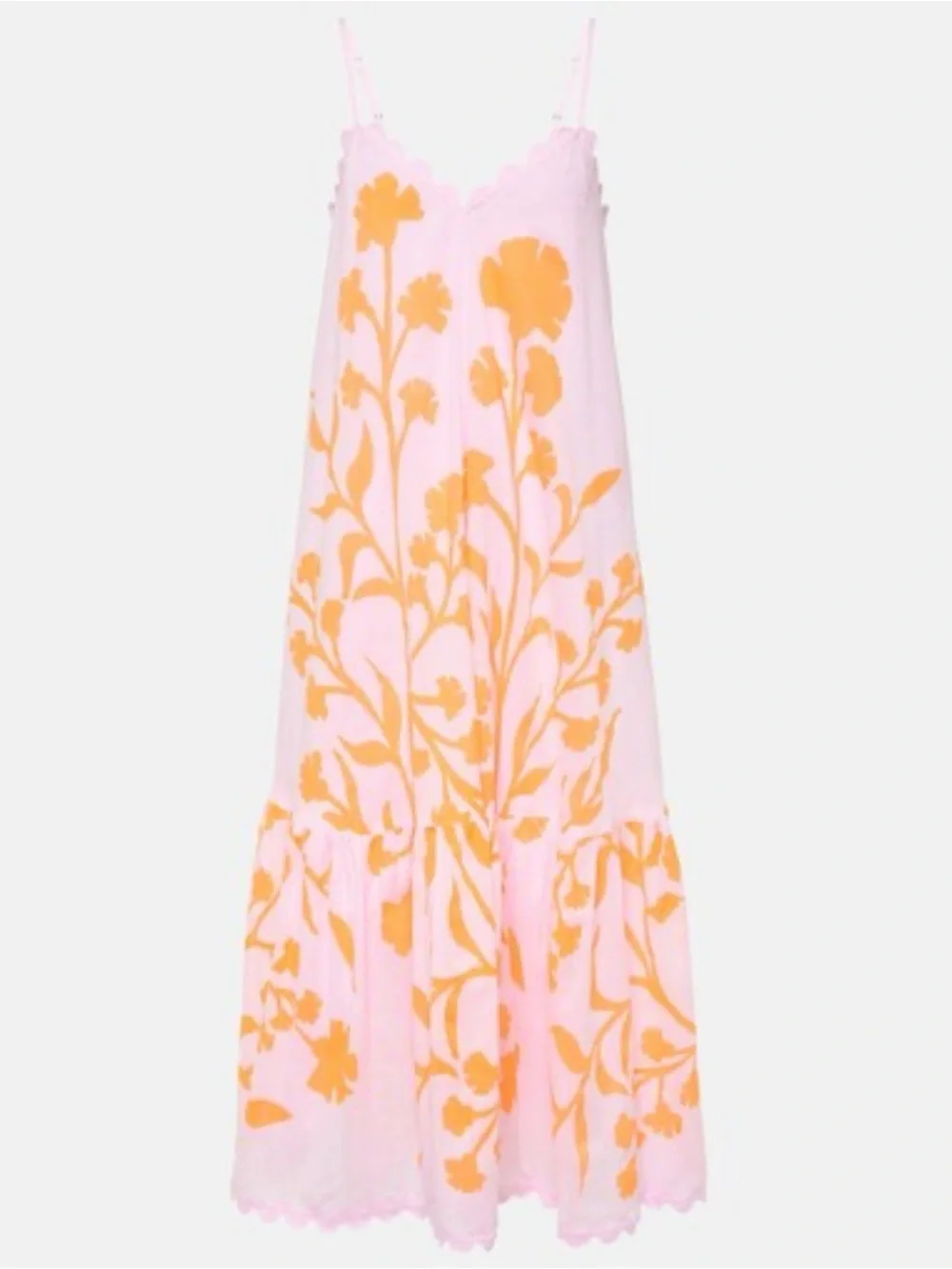 Juliet Dunn Floral Tiered Cotton Maxi Dress Size 2